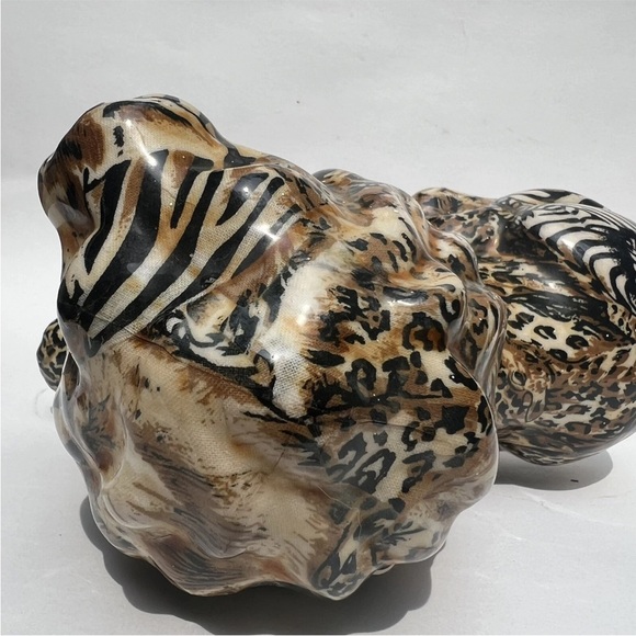 Pair Of La Vie Safari African Lion Patchwork Figurines Animal Print Decorative - Picture 6 of 11